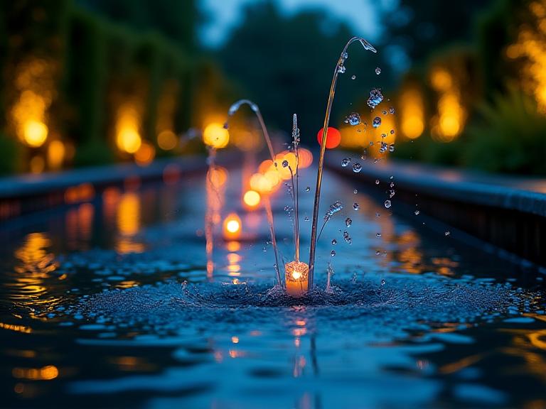 Garden Night Lighting Water Feature Ambiance