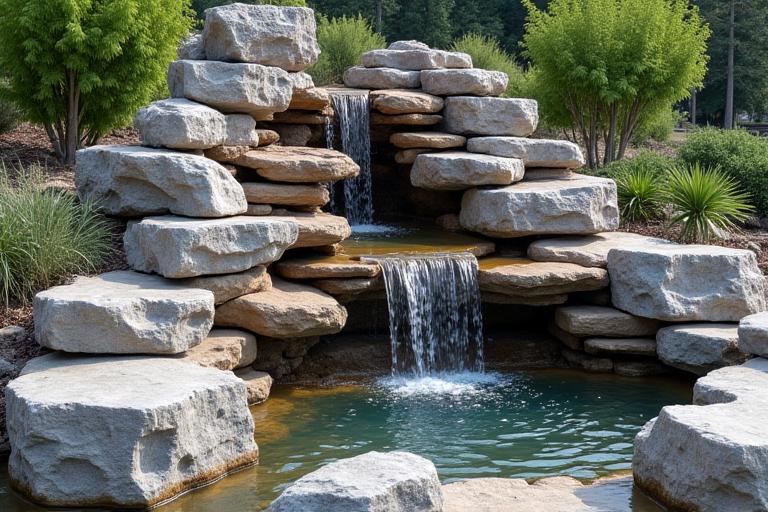 Natural Stone Waterfall Construction